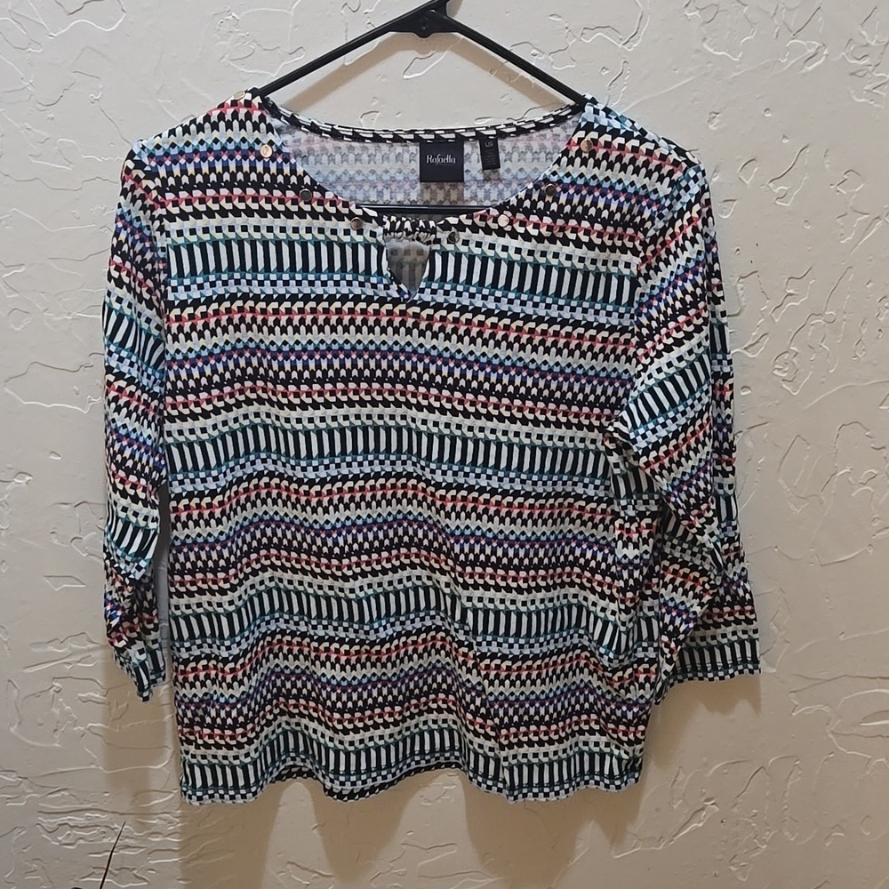 3/$10 Rafaella Vibrant Patterned Knit Top